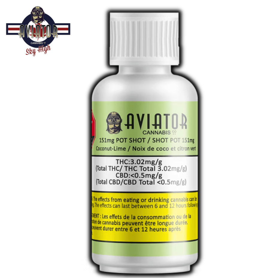 Aviator Cannabis Co. 151mg Coconut Lime Pot Shot - 50mL 50mL Morden Vape SuperStore and Cannabis Manitoba Canada