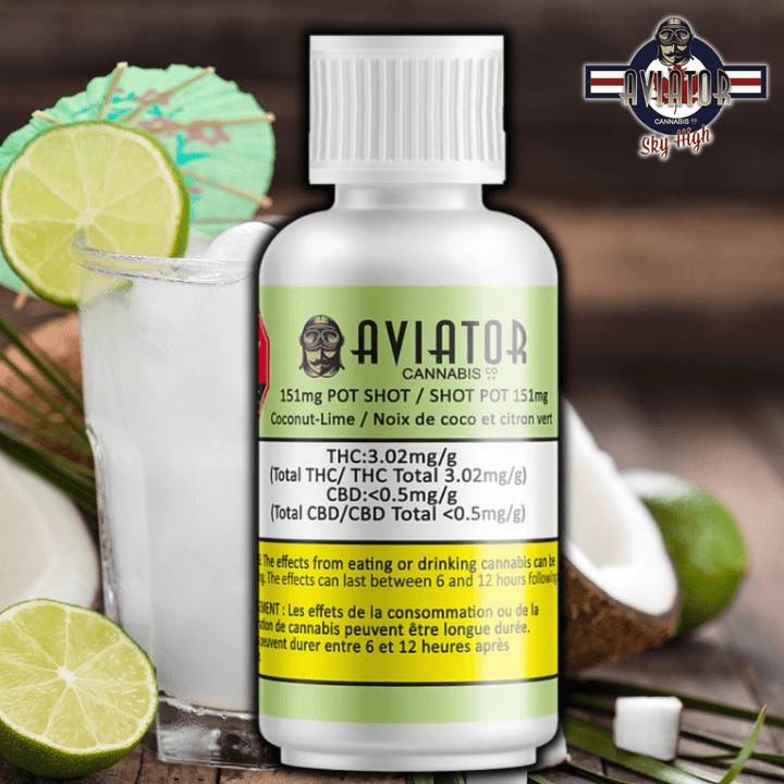 Aviator Cannabis Co. 151mg Coconut Lime Pot Shot - 50mL 50mL Morden Vape SuperStore and Cannabis Manitoba Canada