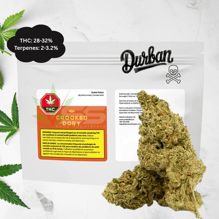 Crooked Dory Durban Poison Sativa Flower - 28g Morden Vape SuperStore and Cannabis Manitoba Canada