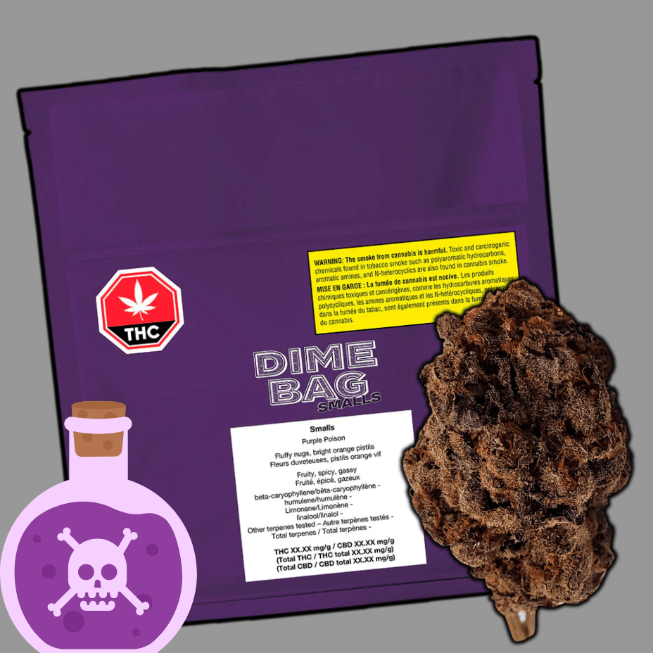 Dime Bag Purple Poison Hybrid Flower-28g 28g Morden Vape SuperStore and Cannabis Manitoba Canada
