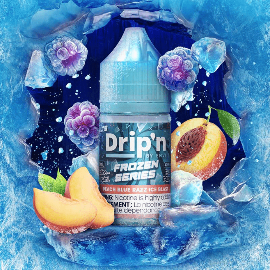 Drip'n by Envi Frozen Salt-Peach Blue Razz Ice Blast Morden Vape SuperStore and Cannabis Manitoba Canada