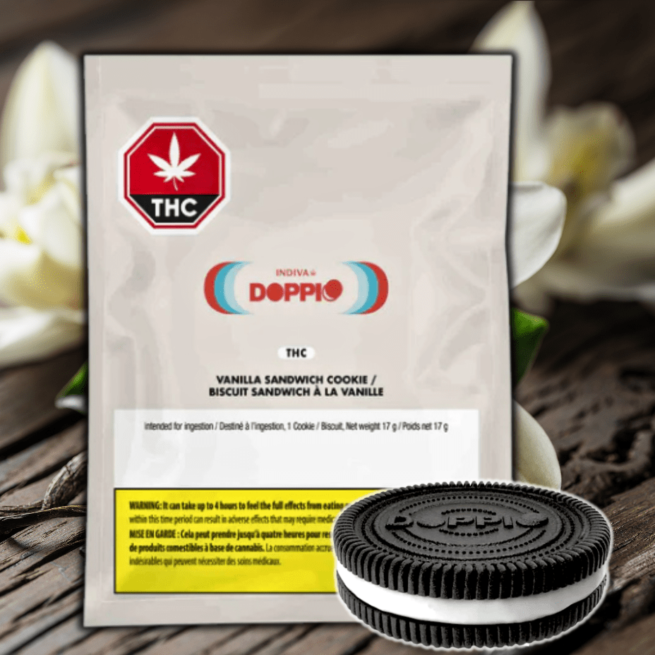 Indiva Doppio Vanilla Sandwich Cookie 1x10mg 1x10mg Morden Vape SuperStore and Cannabis Manitoba Canada
