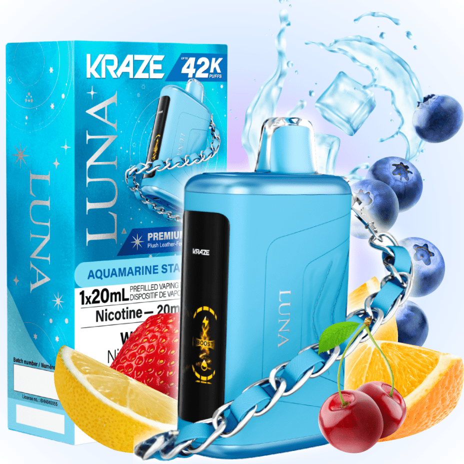 Kraze Luna Disposable Vape-Aquamarine Star B Ice 20mg / 42000 Puffs Morden Vape SuperStore and Cannabis Manitoba Canada