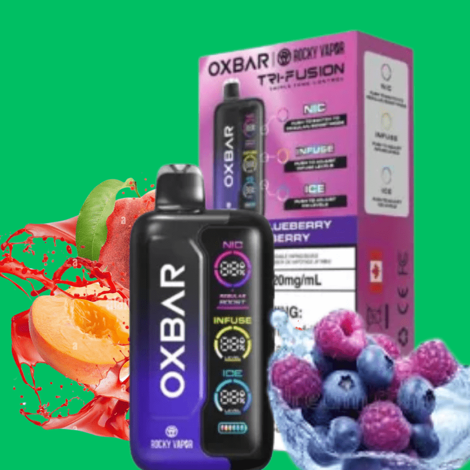Oxbar Tri-Fusion 45k Disposable Vape-Peach Blueberry Raspberry 45000 Puffs / 20mg Morden Vape SuperStore and Cannabis Manitoba Canada
