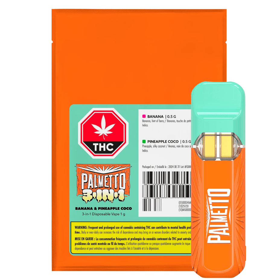 Palmetto Banana & Pineapple 3-in-1 Cannabis Disposable - 1g Morden Vape SuperStore and Cannabis Manitoba Canada
