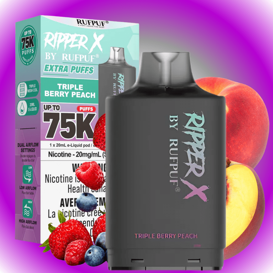 Rufpuf Ripper X 75K Turbo Pod - Triple Berry Peach Morden Vape SuperStore and Cannabis Manitoba Canada