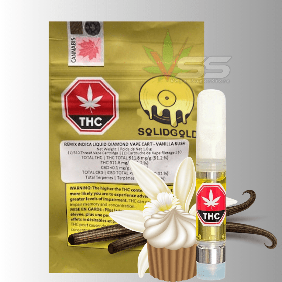 Solid Gold Remix Vanilla Kush Indica Diamonds Cartridge - 1g Morden Vape SuperStore and Cannabis Manitoba Canada