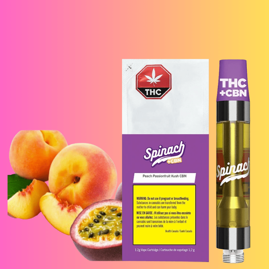 Spinach Peach Passionfruit Kush THC:CBN Cartridge-1.2g 1.2g Morden Vape SuperStore and Cannabis Manitoba Canada