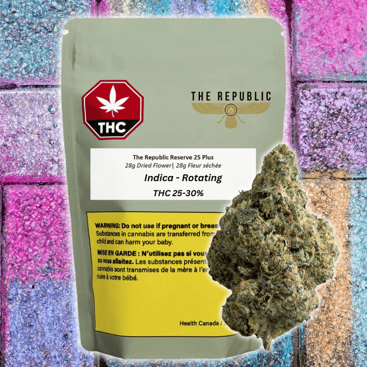 The Republic Reserve 25 Plus Indica Flower - 28g 28g Morden Vape SuperStore and Cannabis Manitoba Canada
