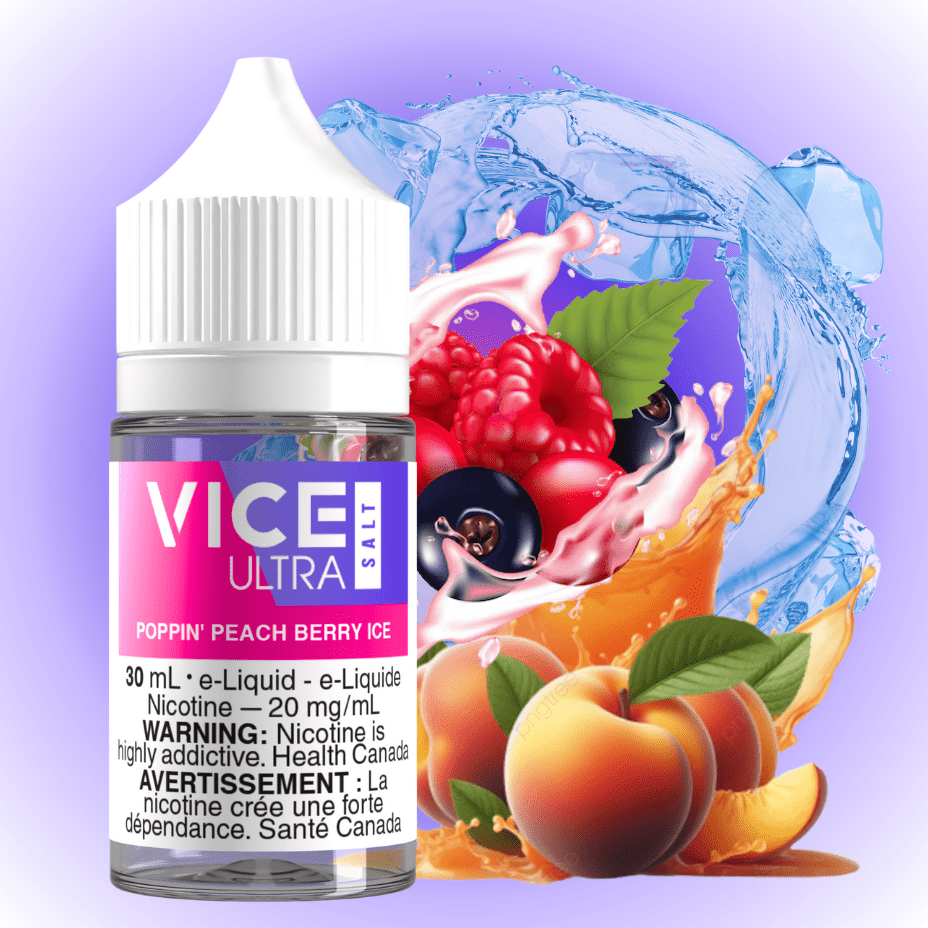 Vice Ultra Salt - Poppin' Peach Berry Ice 20mg Morden Vape SuperStore and Cannabis Manitoba Canada