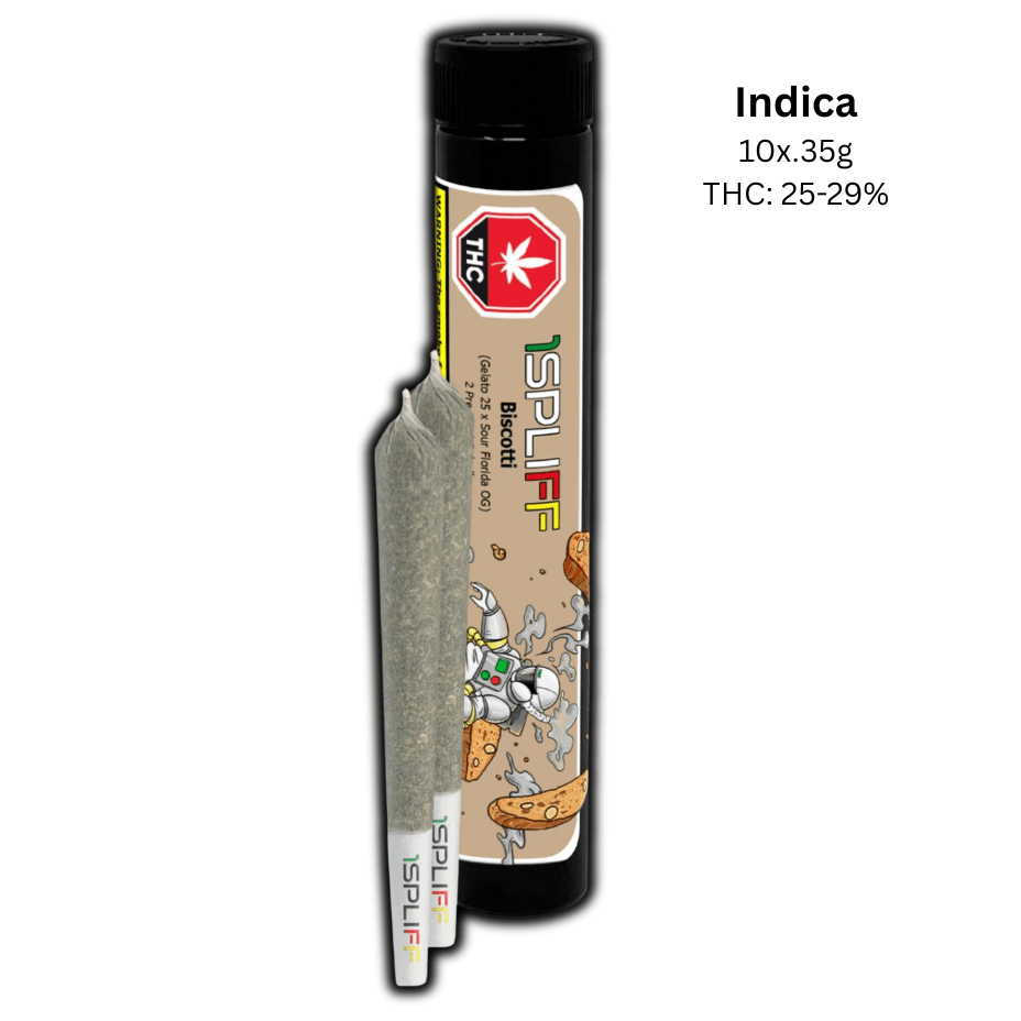 1Spliff Biscotti Indica Pre-rolls 10x0.35g 10x0.35g Morden Vape SuperStore and Cannabis Manitoba Canada