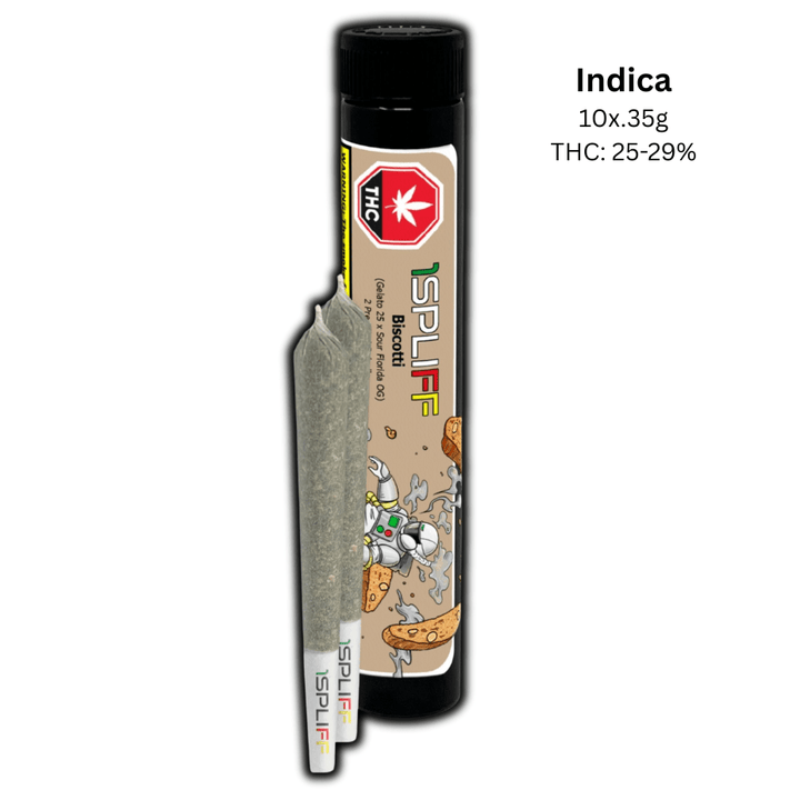 1Spliff Biscotti Indica Pre-rolls 10x0.35g 10x0.35g Morden Vape SuperStore and Cannabis Manitoba Canada