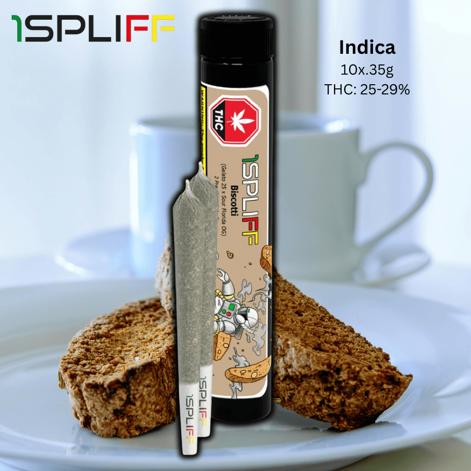 1Spliff - Biscotti Indica Pre-rolls 10x0.35g Morden Vape SuperStore and Cannabis Manitoba Canada