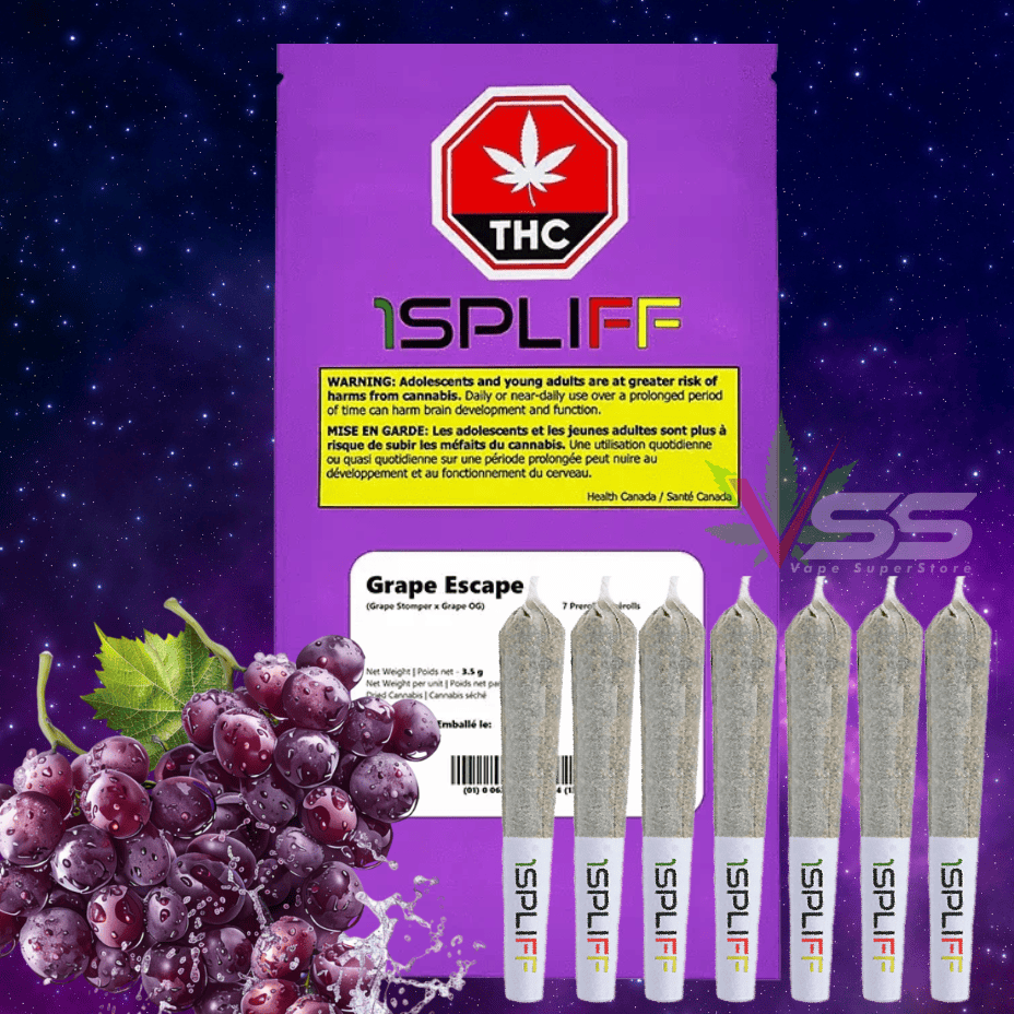 1Spliff Grape Escape Hybrid CRAFT Pre-rolls 7x0.5g Morden Vape SuperStore and Cannabis Manitoba Canada