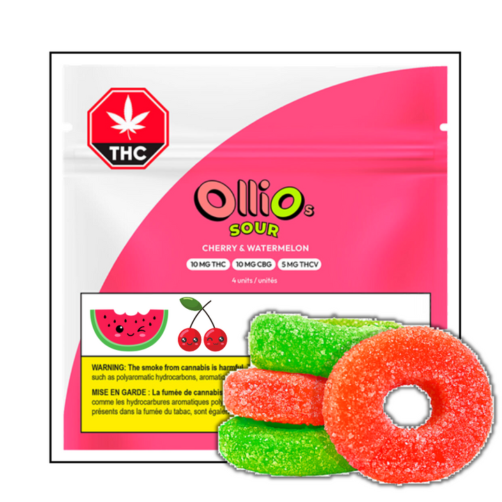 Olli O's Cherry + Watermelon THC:CBG:THCV Gummies-4x2.5mg