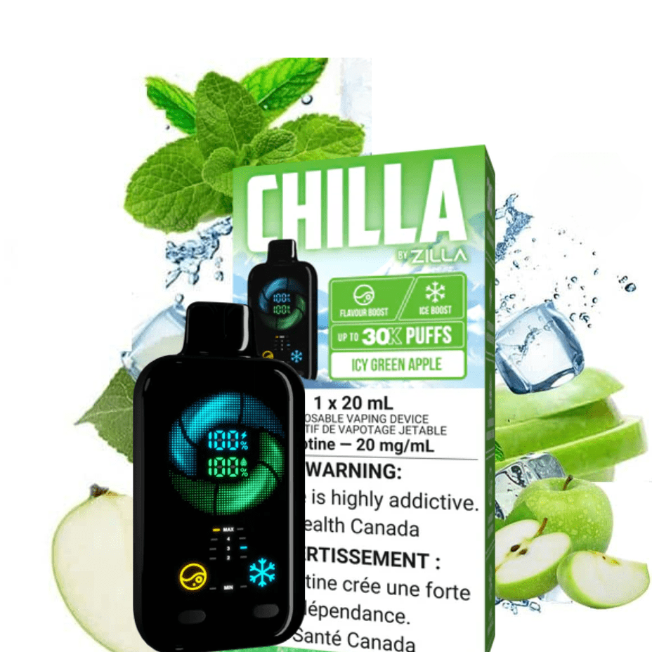 Chilla by Zilla 30k Disposable Vape-Icy Green Apple Morden Vape SuperStore and Cannabis Dispensary in Manitoba, Canada