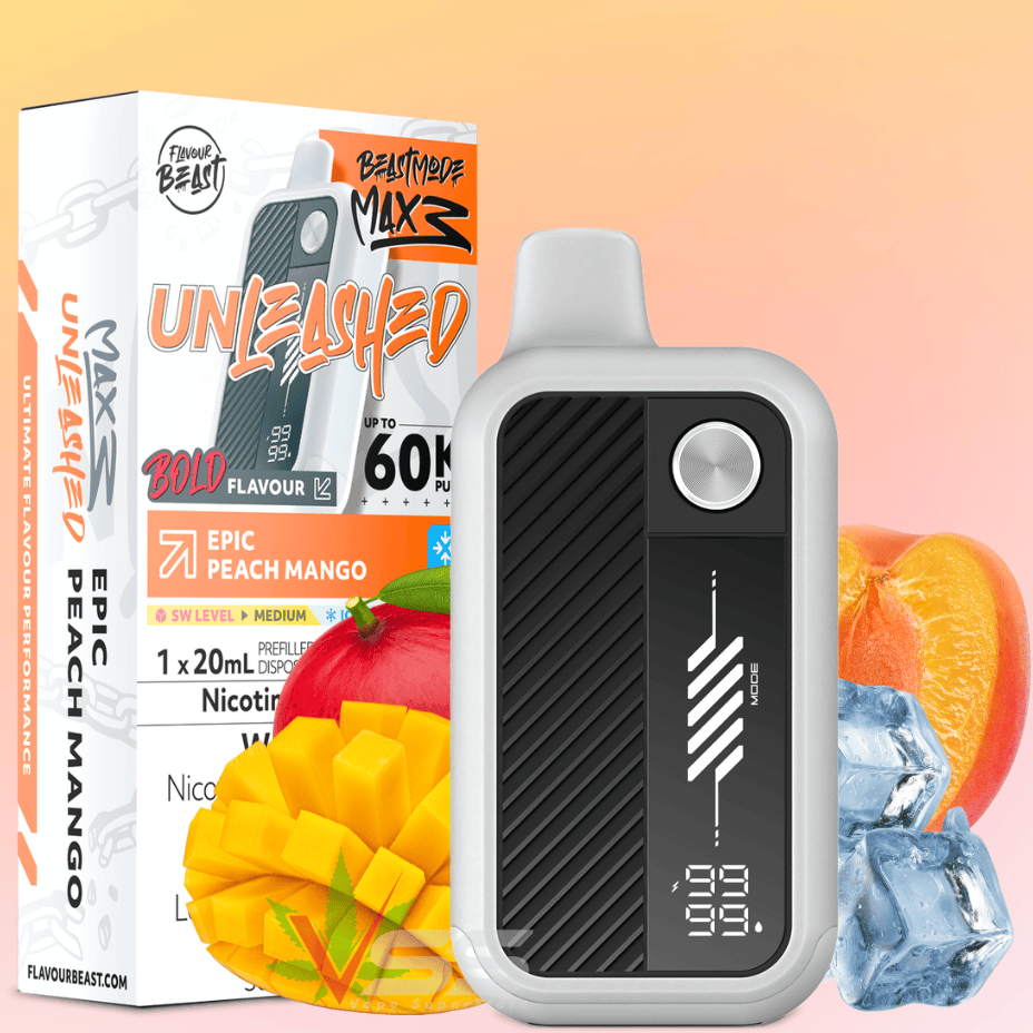 Flavour Beast Mode Max 3 60K Disposable Vape - Epic Peach Mango Ice 60000 Puffs / 20mg Morden Vape SuperStore and Cannabis Manitoba Canada