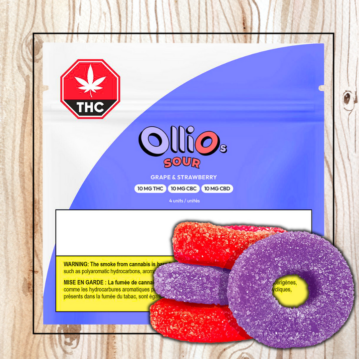 Olli O's Grape + Strawberry THC:CBC:CBD Gummies-4x2.5mg