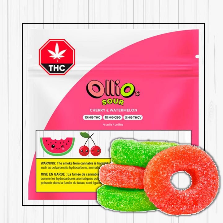Olli O's Cherry + Watermelon THC:CBG:THCV Gummies-4x2.5mg