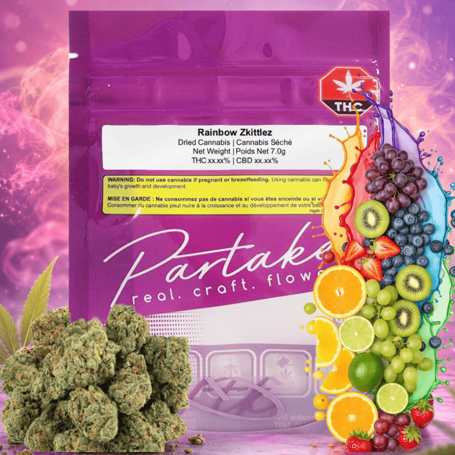 Partake Rainbow Zkittles Indica CRAFT Flower-28g Morden Vape SuperStore and Cannabis Manitoba Canada