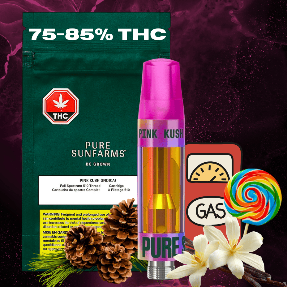 Pure Sunfarms Pink Kush Cured Resin Indica 510 Cart - 1g Morden Vape SuperStore and Cannabis Manitoba Canada