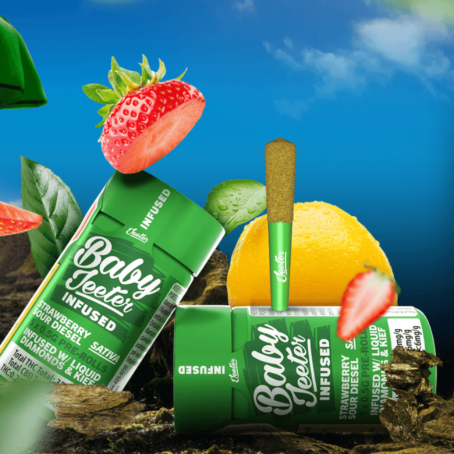 Baby Jeeter Strawberry Sour Diesel Diamond Infused Pre-rolls 5x0.5g 5x0.5g Morden Vape SuperStore and Cannabis Manitoba Canada