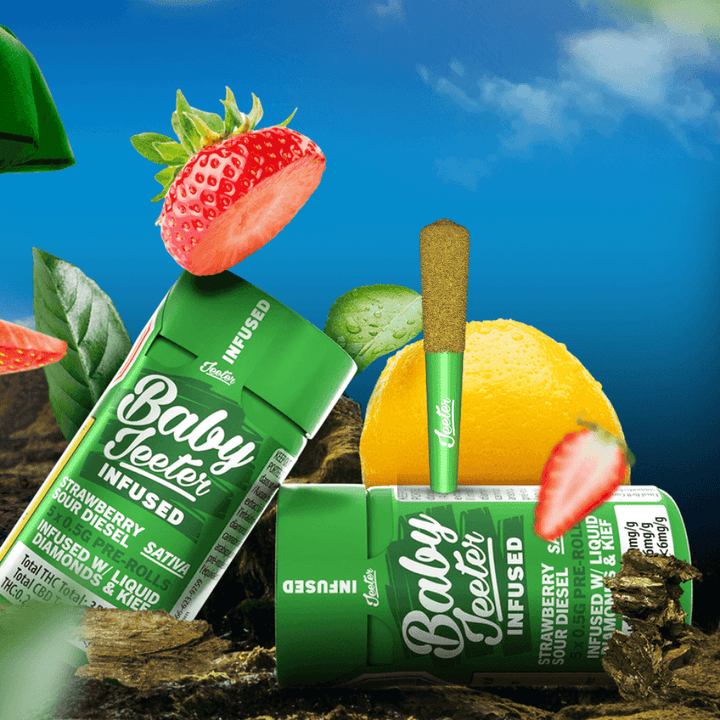 Baby Jeeter Strawberry Sour Diesel Diamond Infused Pre-rolls 5x0.5g 5x0.5g Morden Vape SuperStore and Cannabis Manitoba Canada