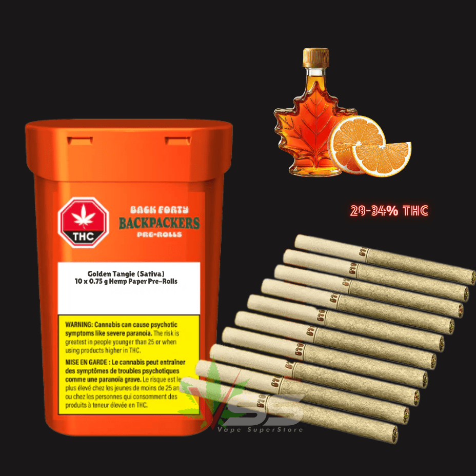 Back Forty Backpackers Pre-rolls - Golden Tangie 10x0.75g Morden Vape SuperStore and Cannabis Manitoba Canada
