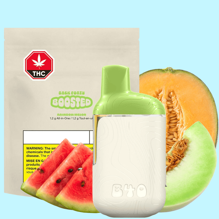 Back Forty Boosted Rainbow Melon Sativa AIO Disposable Vape - 1.2g Morden Vape SuperStore and Cannabis Manitoba Canada