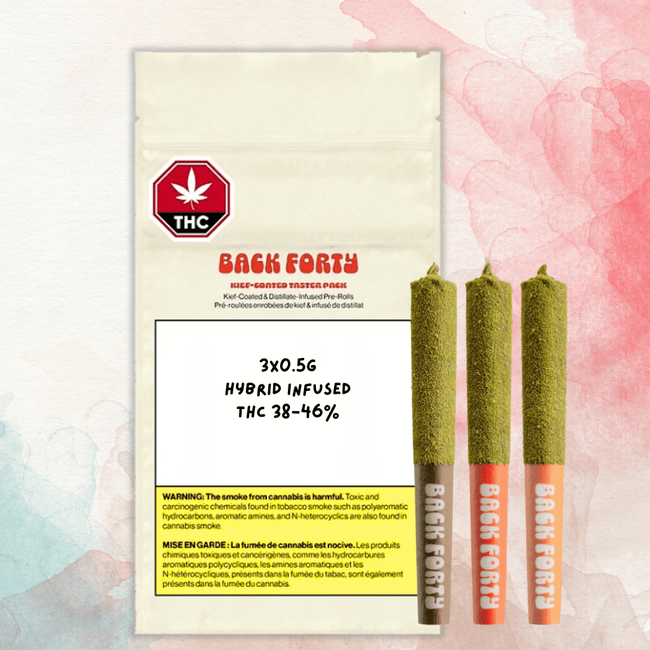 Back Forty Kief Coated Taster Pack Infused Pre-rolls 3x0.5g 3x0.5g Morden Vape SuperStore and Cannabis Manitoba Canada