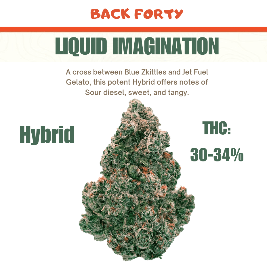 Back Forty Liquid Imagination Hybrid Flower-14g 14g Morden Vape SuperStore and Cannabis Manitoba Canada