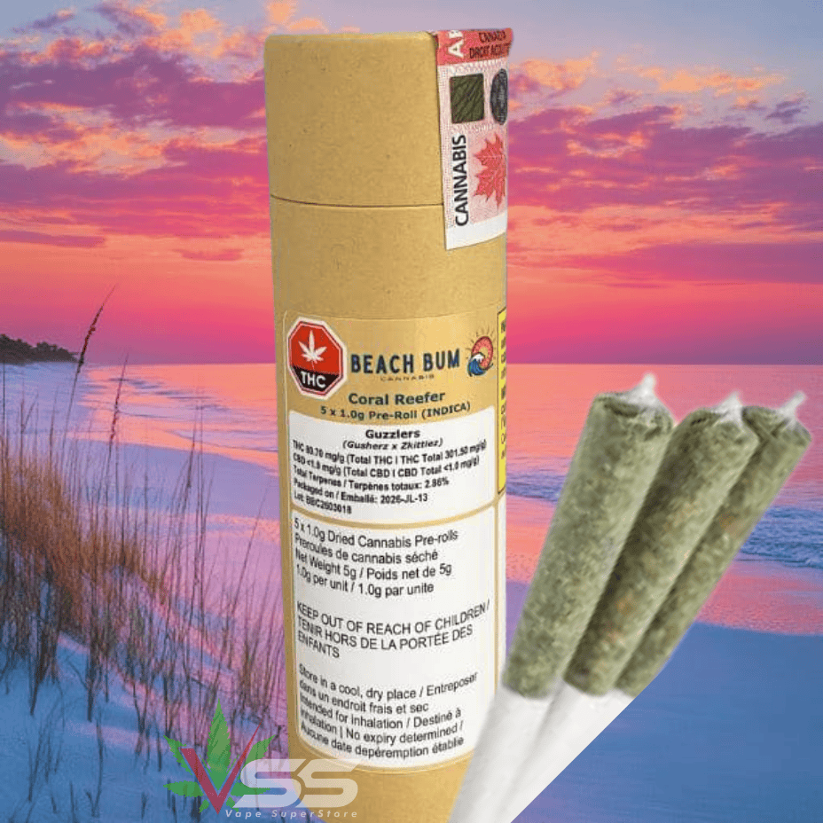 Beach Bum Coral Reefer Indica pre-Roll-5x1g Morden Vape SuperStore and Cannabis Manitoba Canada