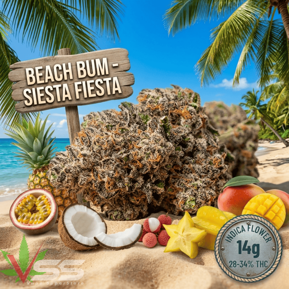 Beach Bum Siesta Fiesta Indica Flower-14g Morden Vape SuperStore and Cannabis Manitoba Canada