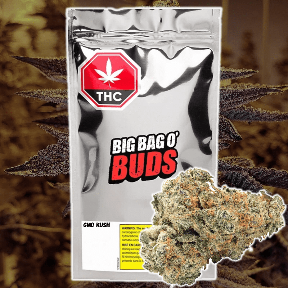 Big Bag O' Buds GMO Kush Indica Flower - 28g in Manitoba - Morden Vape SuperStore & Cannabis Big Bag O' Buds GMO Kush Indica Flower - 28g in Manitoba - Morden Vape SuperStore & Cannabis
