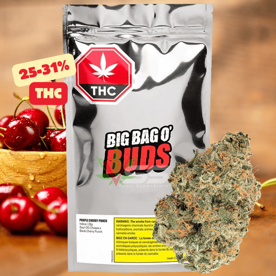 Big Bag O' Buds - Purple Cherry Punch Indica Flower - 28g Morden Vape SuperStore and Cannabis Manitoba Canada