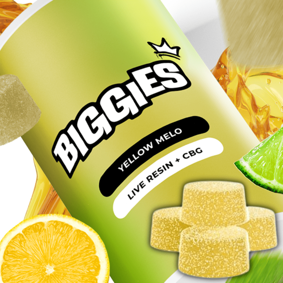 Biggies Yellow Mello Live Resin Gummies 4x2.5mg Morden Vape SuperStore and Cannabis Manitoba Canada