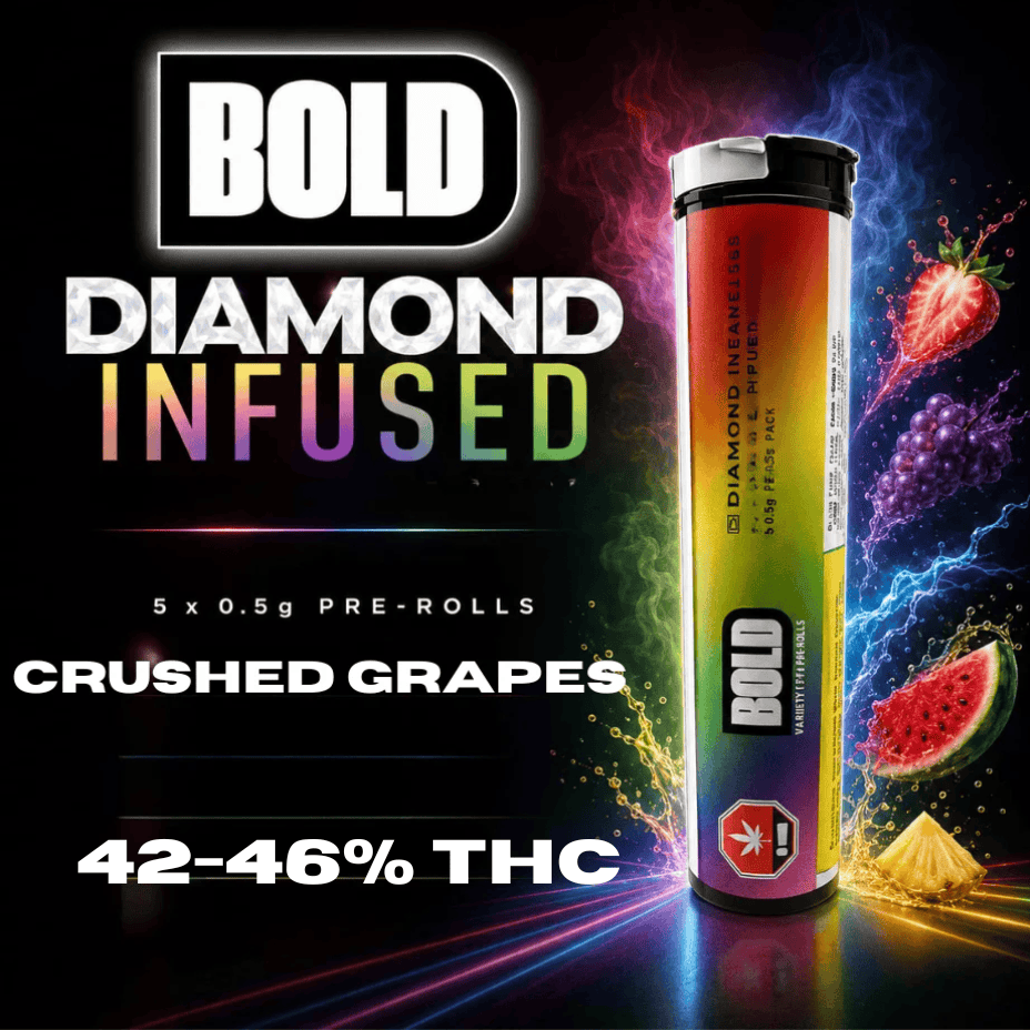 Bold Crushed Grapes Diamond Infused Indica CRAFT Pre-Rolls-5x0.4g Morden Vape SuperStore and Cannabis Manitoba Canada