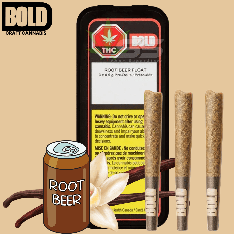 Bold Growth Root Beer Float Indica Pre-rolls 3x0.5g Morden Vape SuperStore and Cannabis Manitoba Canada