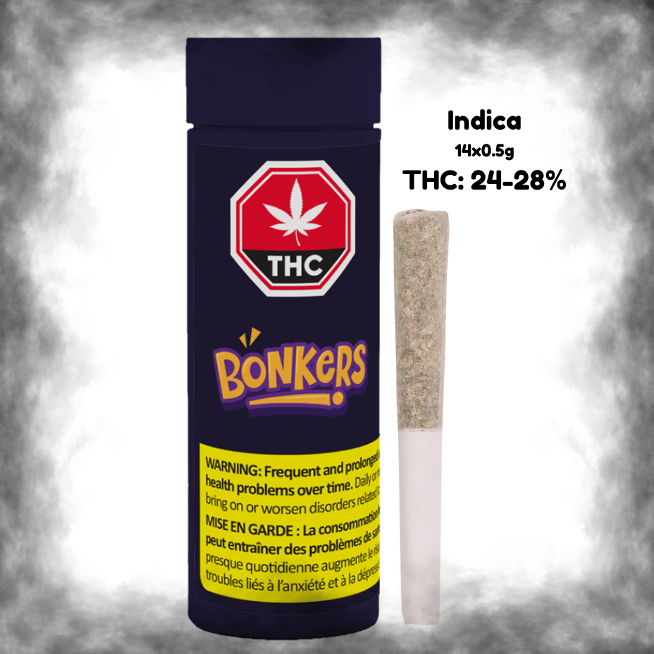 Bonkers Indica Pre-rolls - 14x0.5g 14x0.5g Morden Vape SuperStore and Cannabis Manitoba Canada
