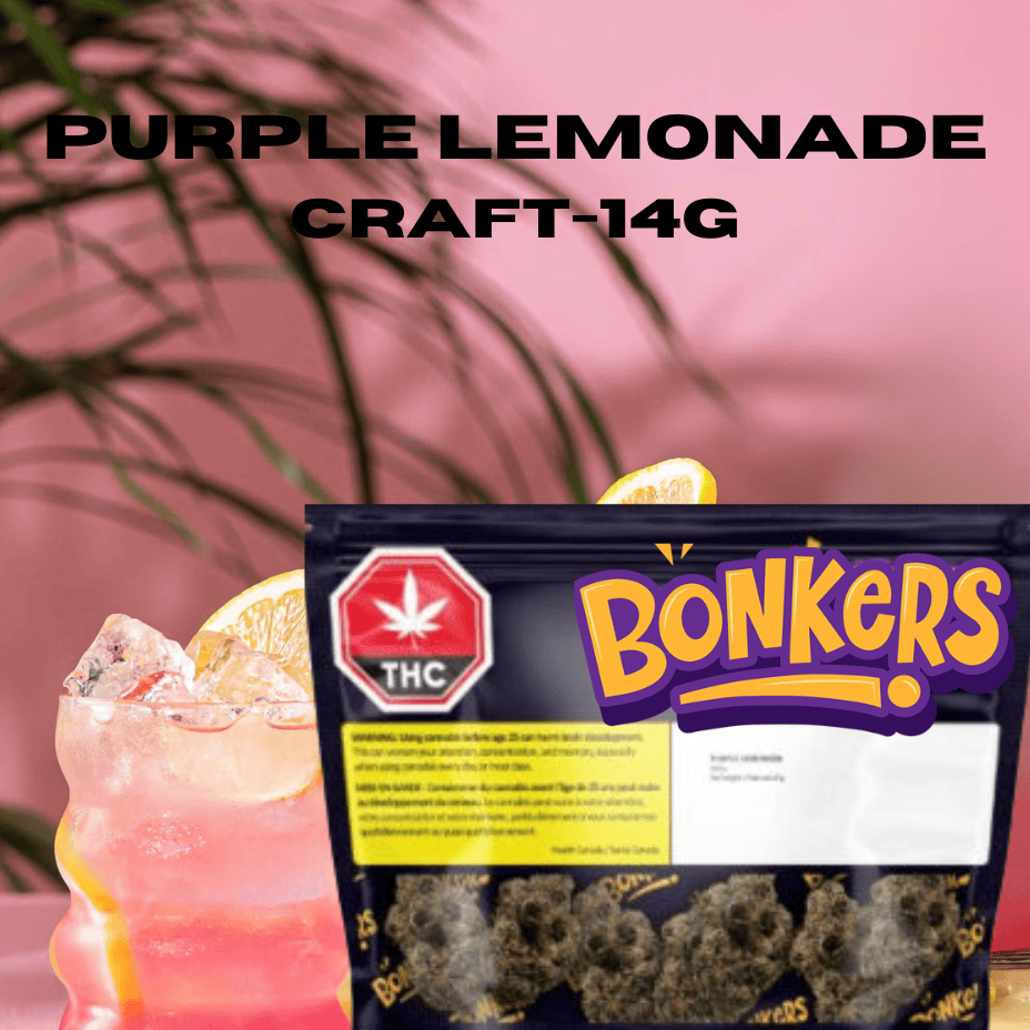 Bonkers Purple  Lemonade Indica CRAFT Flower-14g Morden Vape SuperStore and Cannabis Manitoba Canada