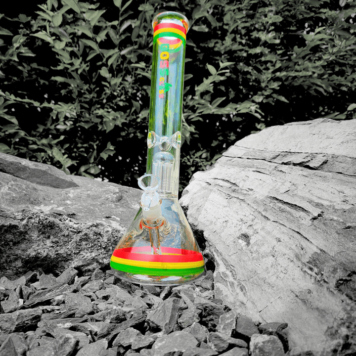 Boss Glass 7mm Color Block Logo Beaker W/Showerhead perc-16" Morden Vape SuperStore and Cannabis Manitoba Canada