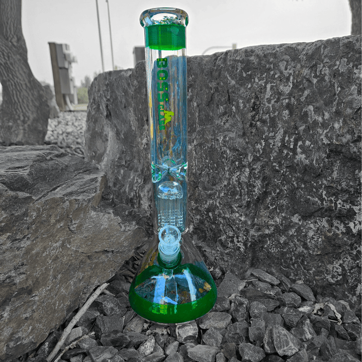 Boss Glass 7mm Color Block Logo Beaker W/Showerhead perc-16" Morden Vape SuperStore and Cannabis Manitoba Canada