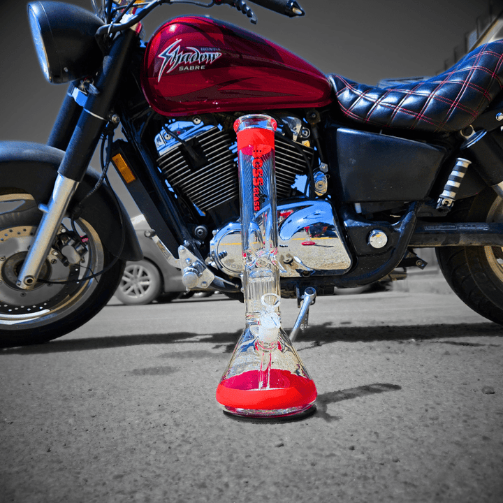 Boss Glass 7mm Color Block Logo Beaker W/Showerhead perc-16" Morden Vape SuperStore and Cannabis Manitoba Canada