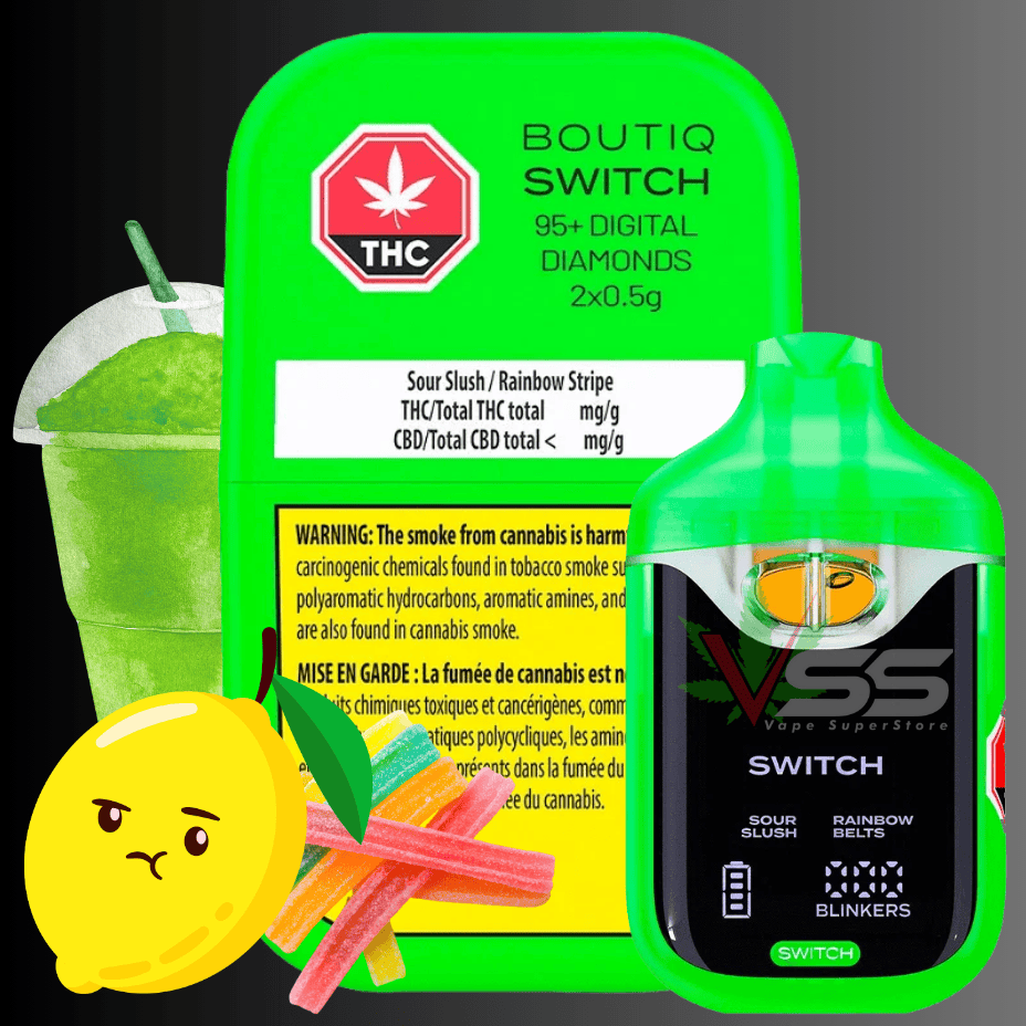Boutiq - Switch 95+ Digital Diamonds Sour Slush / Rainbow Belts AIO Morden Vape SuperStore and Cannabis Manitoba Canada