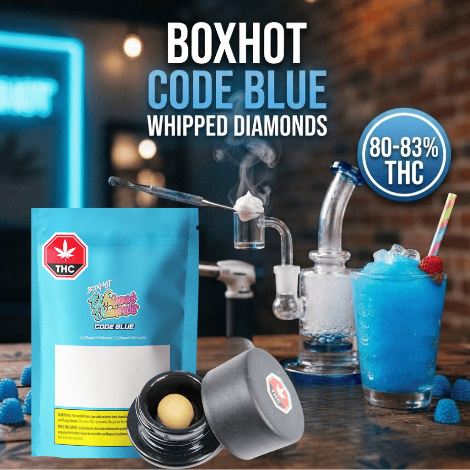 Box Hot Code Blue Whipped Diamonds Hybrid-1.2g Morden Vape SuperStore and Cannabis Manitoba Canada