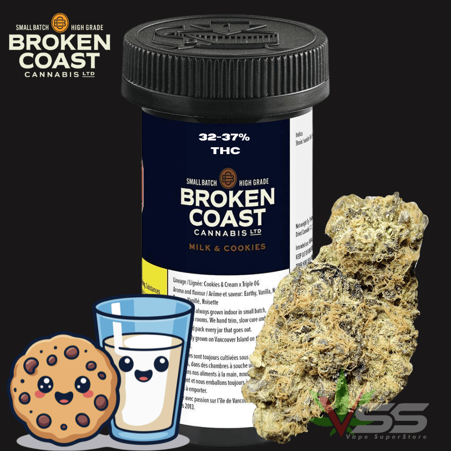 Broken Coast - Milk & Cookies Indica Flower - 7g Morden Vape SuperStore and Cannabis Manitoba Canada
