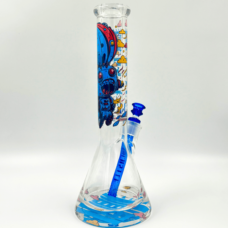 Castle Glassworks 15mm Robot Beaker 14" 14 in / 15mm Base/ 9mm Tube Morden Vape SuperStore and Cannabis Manitoba Canada