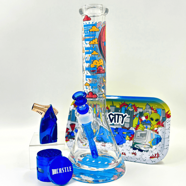 Castle Glassworks 15mm Robot Beaker 14" 14 in / 15mm Base/ 9mm Tube Morden Vape SuperStore and Cannabis Manitoba Canada