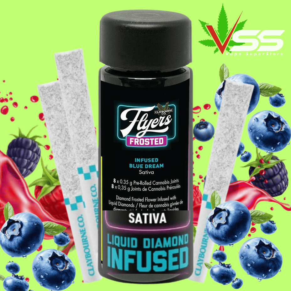 Claybourne - Flyers Frosted Blue Dream Infused Pre-rolls - 8x0.35g Morden Vape SuperStore and Cannabis Manitoba Canada
