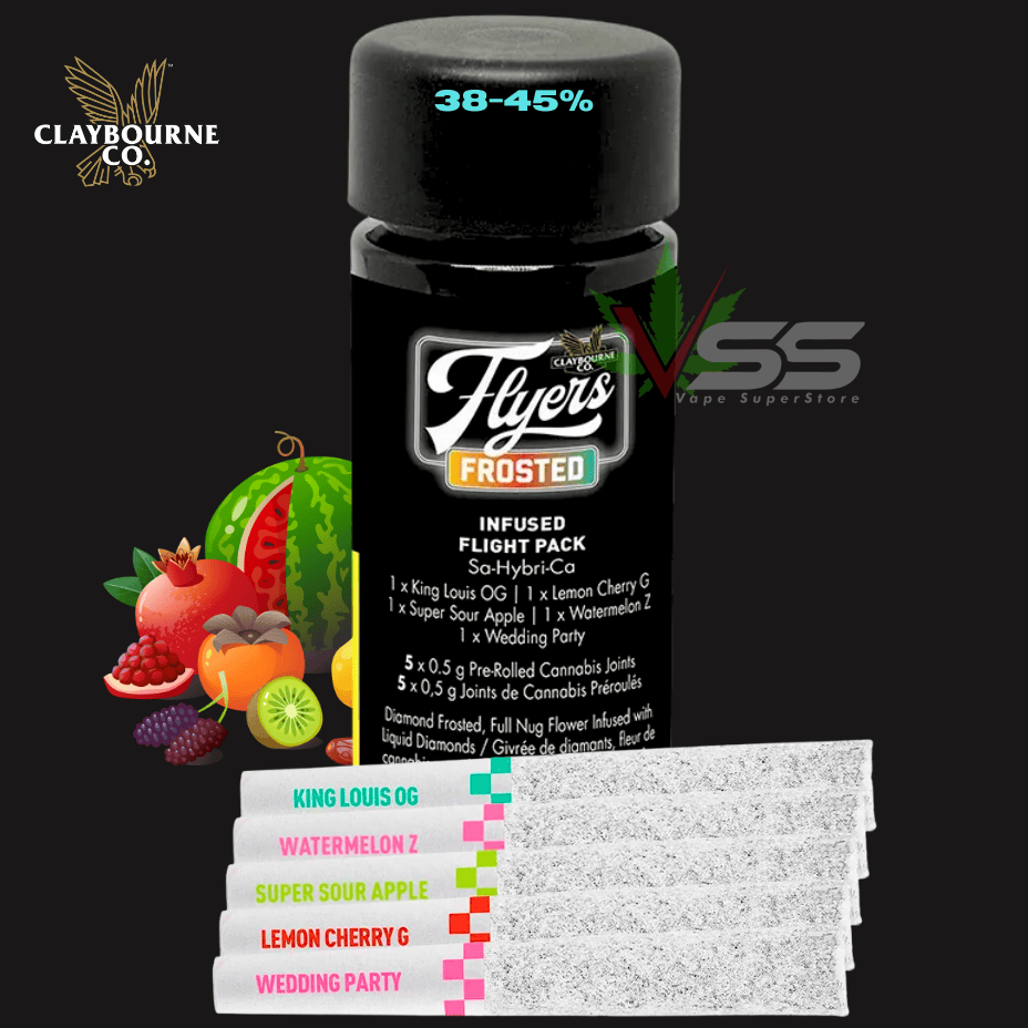 Claybourne - Frosted Flyers Flight Pack Infused Pre-rolls 5x0.5g Morden Vape SuperStore and Cannabis Manitoba Canada